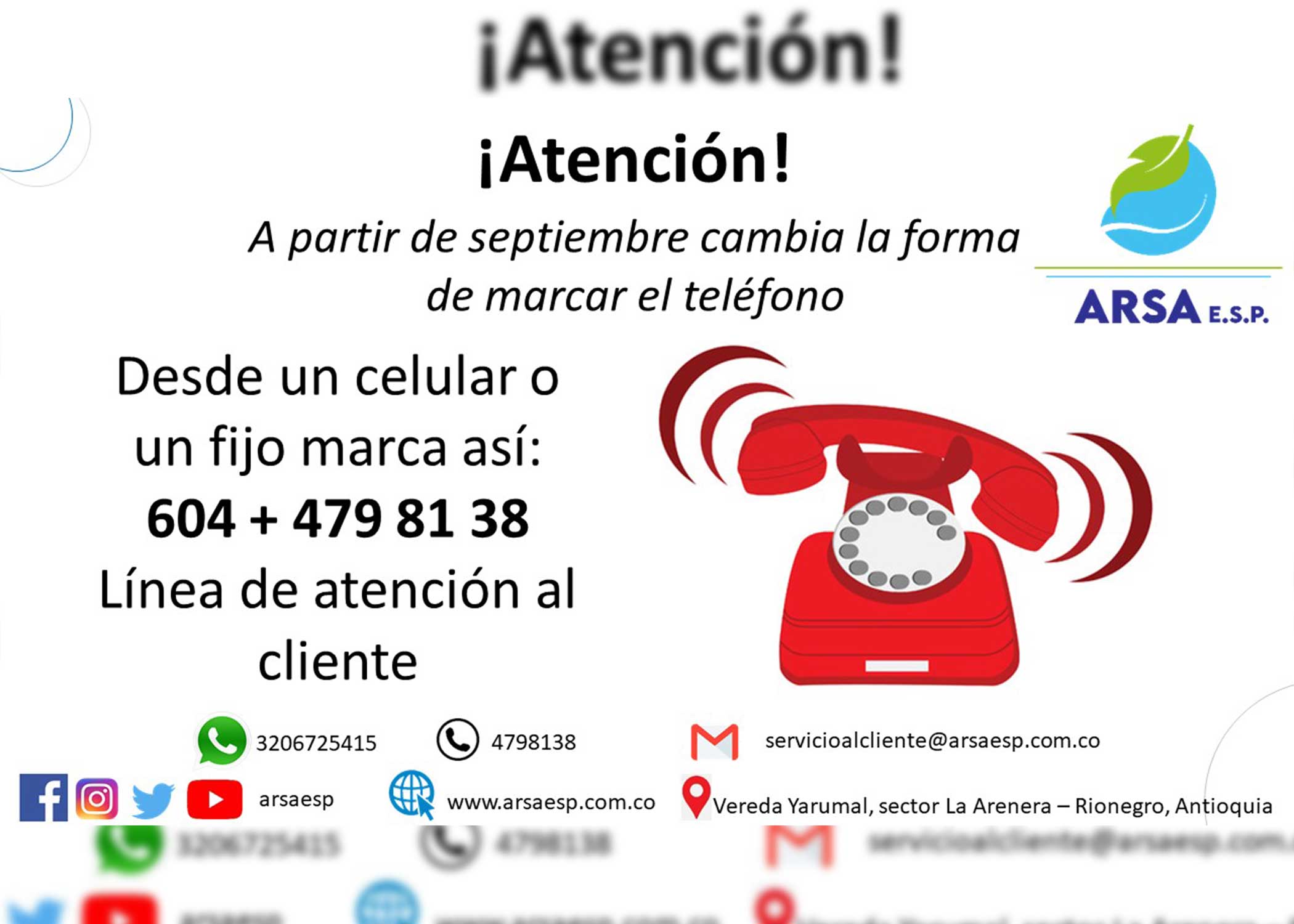 nota marcacion telefono